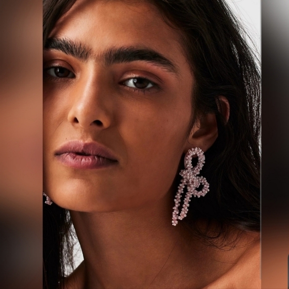 Free People, Brandy Bow Dangles Earrings, Pink - NWT! - Picture 1 of 6